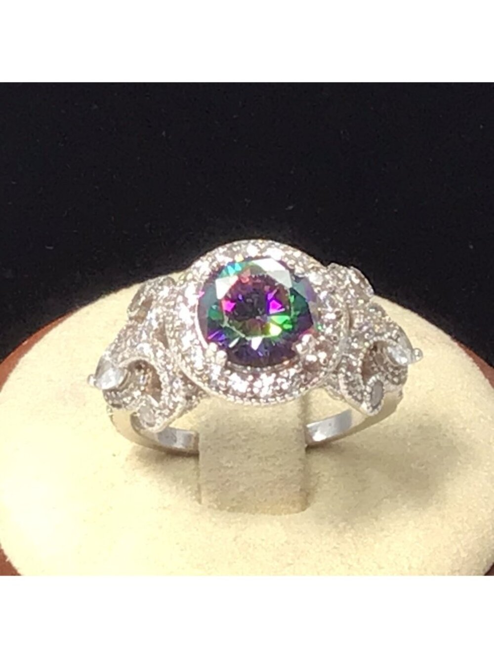 Sterling Silver Multicored Stone CZ Ring 5.6g Size 7